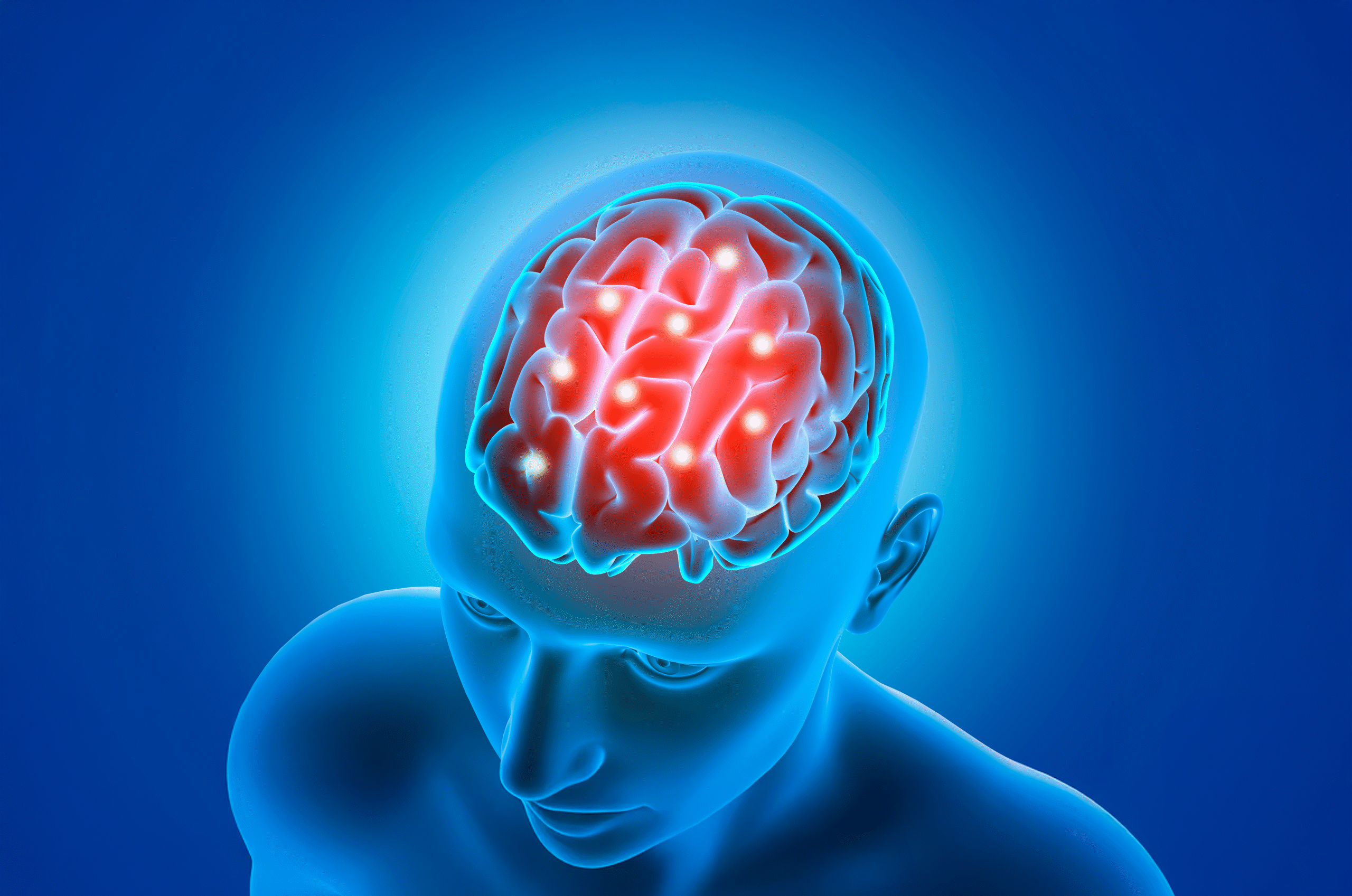 imagen 3d de un hombre y su cerebro